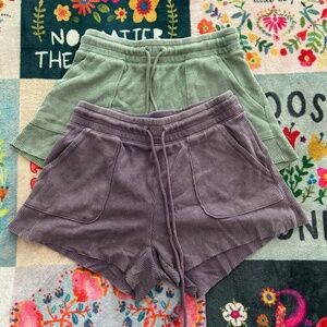 *SET OF 2* Aeropostale Waffle Sweatshorts - XXS, Green and Purple